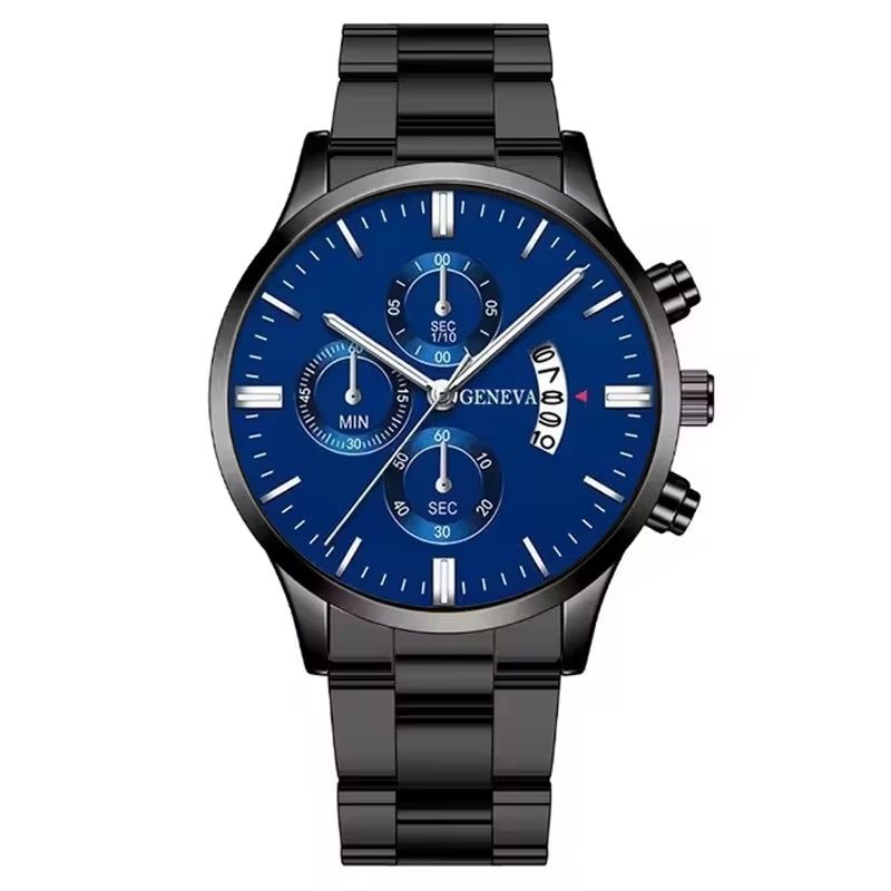 Fashion Men Black Stainless Steel Watch Luxury Calendar Quartz Wrist Watch Mens Business Watches for Man Clock Relogio Masculino