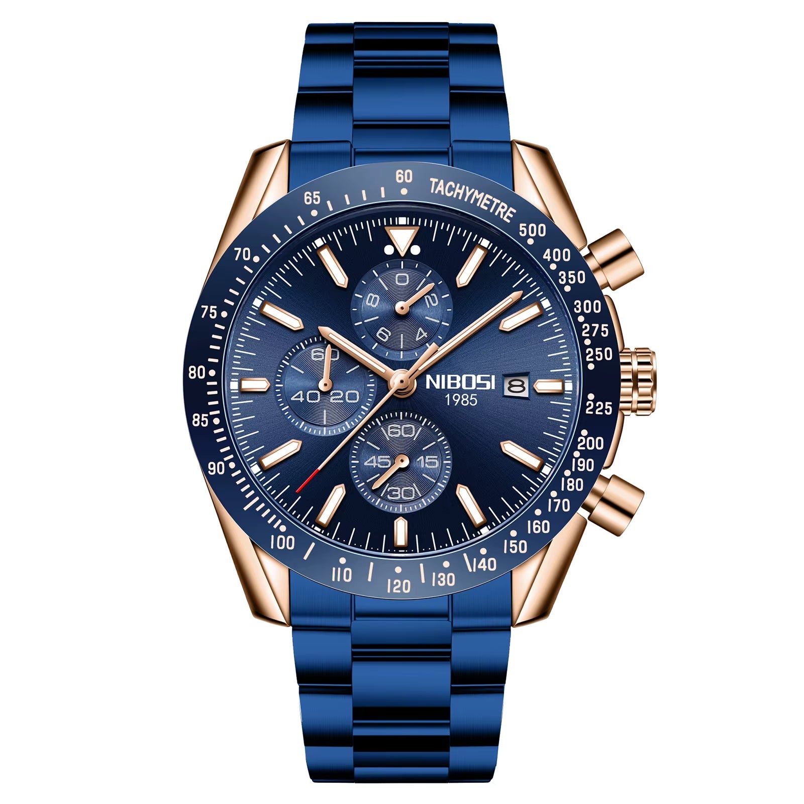 NIBOSI Men'S Stainless Steel Chronograph Watch Big Face Gold Black Analog Quartz Watch Luxury Waterproof Date Dress Watch Men