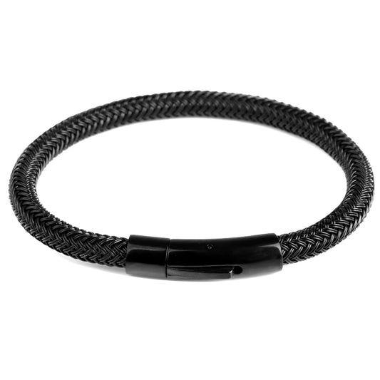 Simple Style Punk Black Metal Wire Rope Men Bracelet Stainless Steel Clasp Fashion Bracelet for Men Jewelry