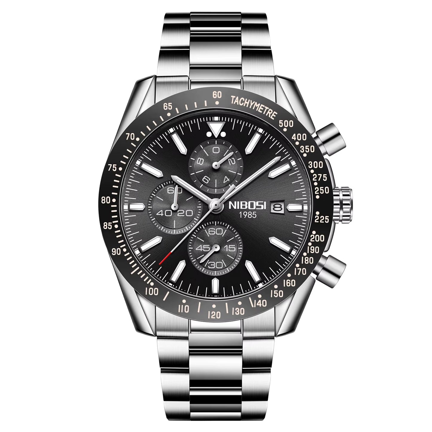 NIBOSI Men'S Stainless Steel Chronograph Watch Big Face Gold Black Analog Quartz Watch Luxury Waterproof Date Dress Watch Men