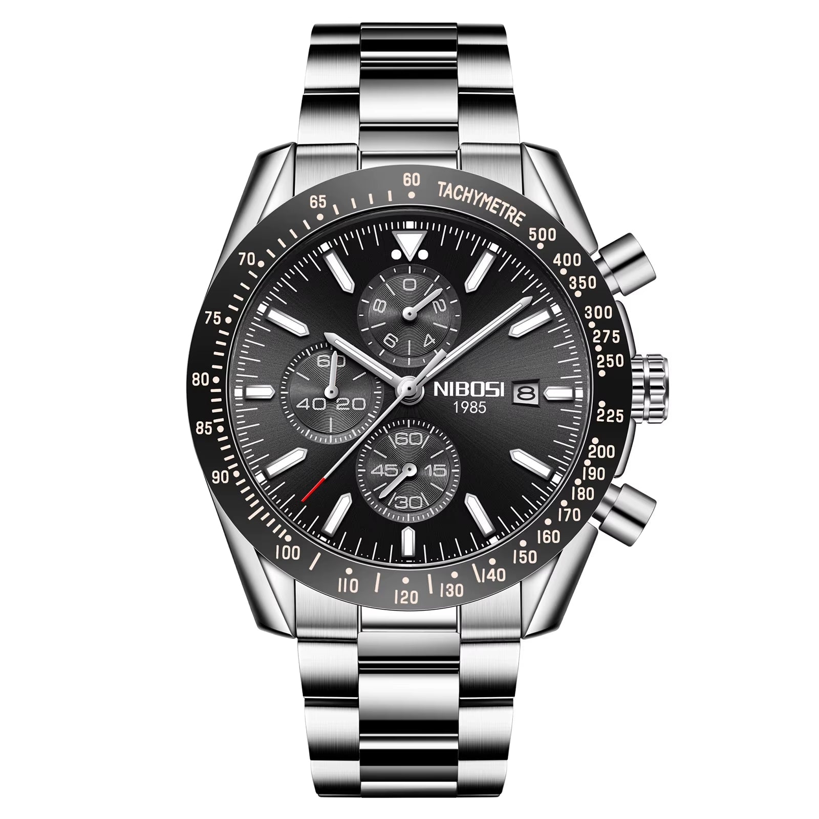 NIBOSI Men'S Stainless Steel Chronograph Watch Big Face Gold Black Analog Quartz Watch Luxury Waterproof Date Dress Watch Men